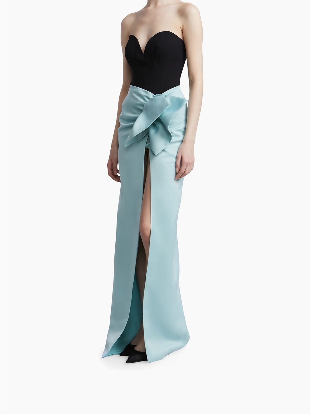 BCBGMaxAzria Ana Strapless Gown Black and Robin Egg - 4
